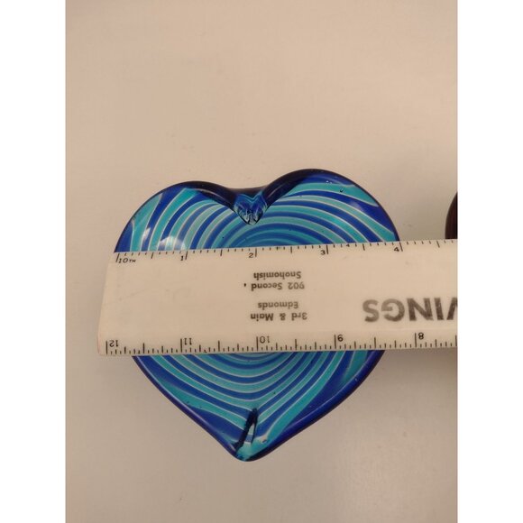 Heart-Shaped Glass Bowls With Swirling Stripes Trinket Dish Candle Holder Decor - Picture 13 of 13